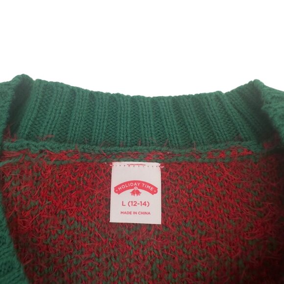 Holiday Time Ugly Christmas Sweater Bulldog Design SZ L Puff Sleeve Crew Neck - Picture 3 of 11